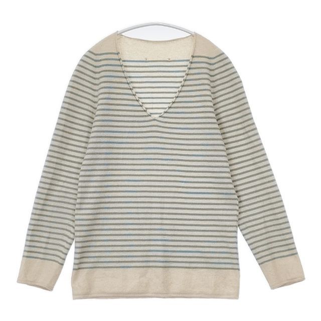 YURI+PARK ボーダー セーター ニット ベージュ ブルー レディース ユリパーク【中古】5-1129T∞ YURI+PARK ボーダー セーター ニット ベージュ ブルー レディース