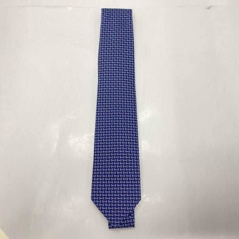 中古】Hermes 総柄ネクタイ ネイビー 箱あり エルメス[91] - メルカリ