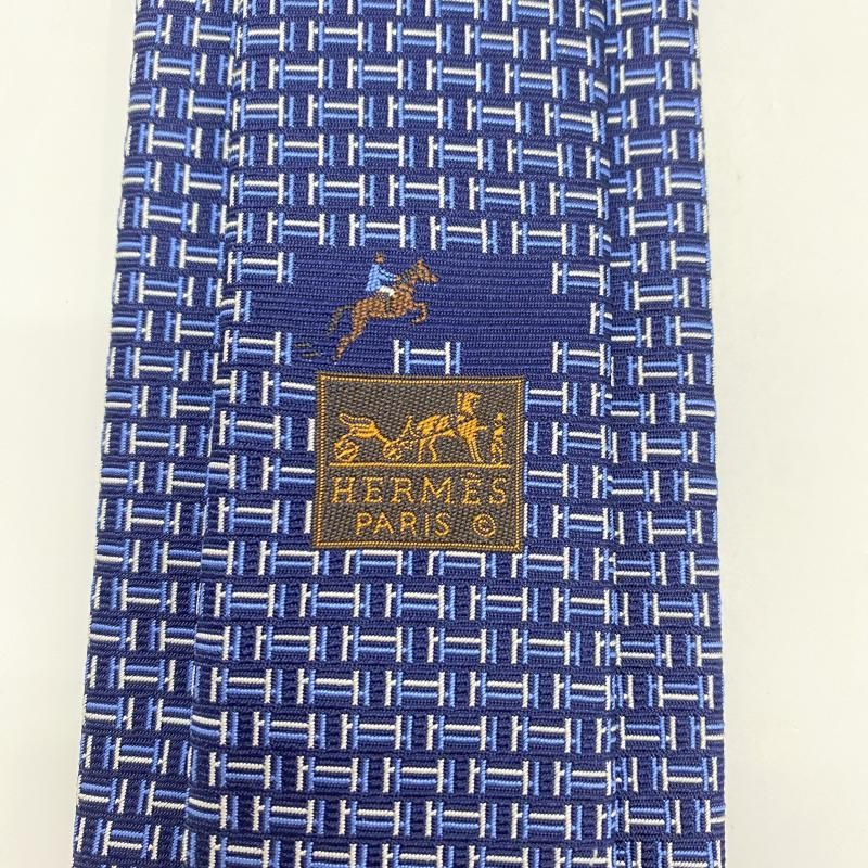 中古】Hermes 総柄ネクタイ ネイビー 箱あり エルメス[91] - メルカリ