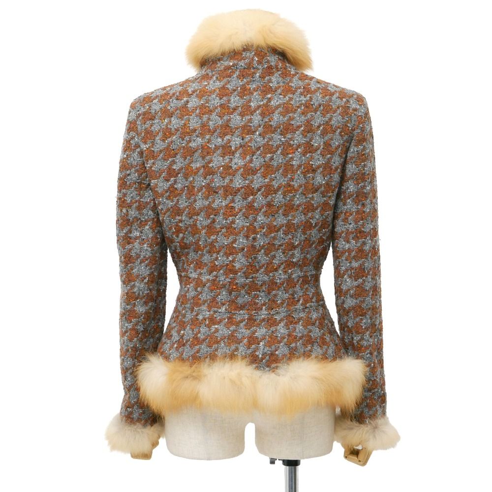 VALENTINO ヴァレンティノ コート サイズ8 リアルファー装飾 ツイード