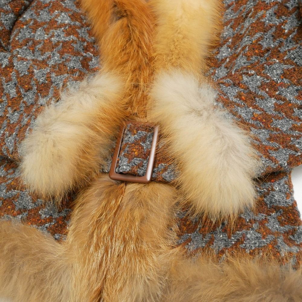 VALENTINO ヴァレンティノ コート サイズ8 リアルファー装飾 ツイード