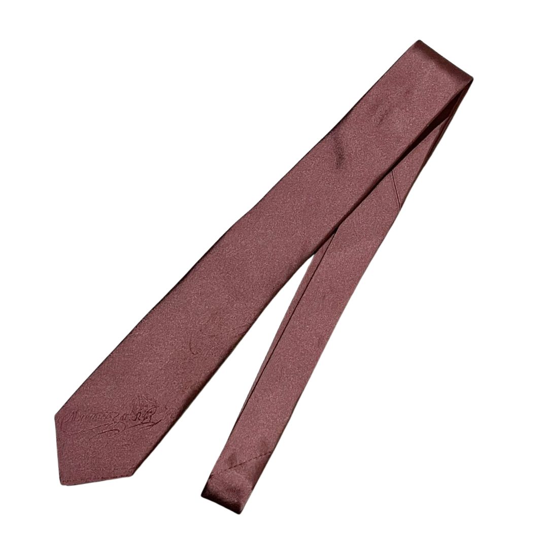 ベルルッティ Berluti カリグラフィー ネクタイ ボルドー シルク 赤 茶