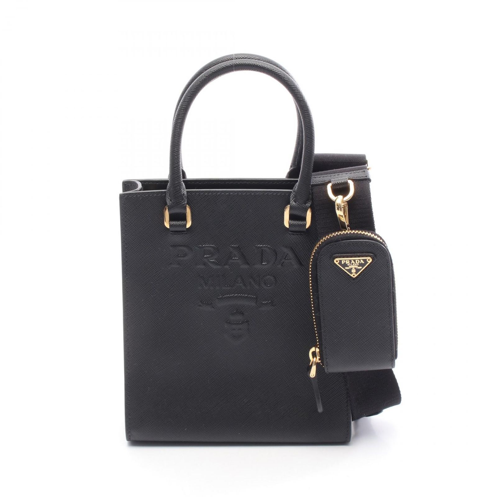 PRADA プラダ エンボスロゴ ハンドバッグ - メルカリ