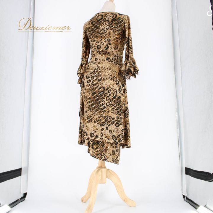 ししし様】社交ダンス衣装 M ヒョウ柄 ダンスドレス ダンスウェア しし