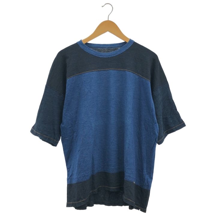 45rpm tシャツの中古品・新品・未 藍染切替ガーゼ地コットンシャツ