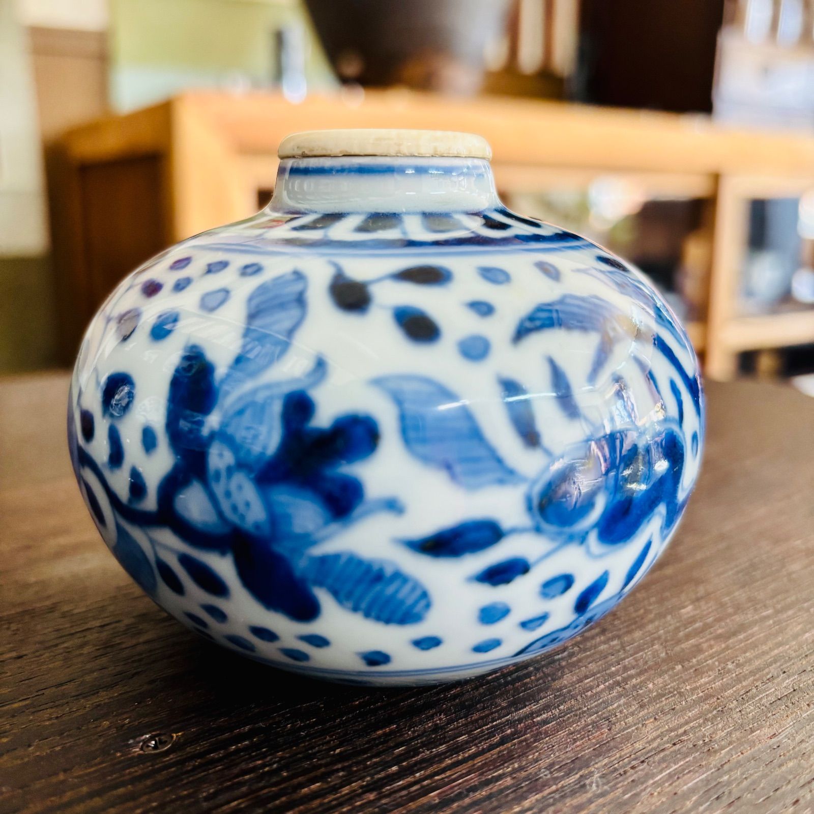 茶道具 染付 小壺 茶壷 草花鳥文 京都 江戸後期 - メルカリ