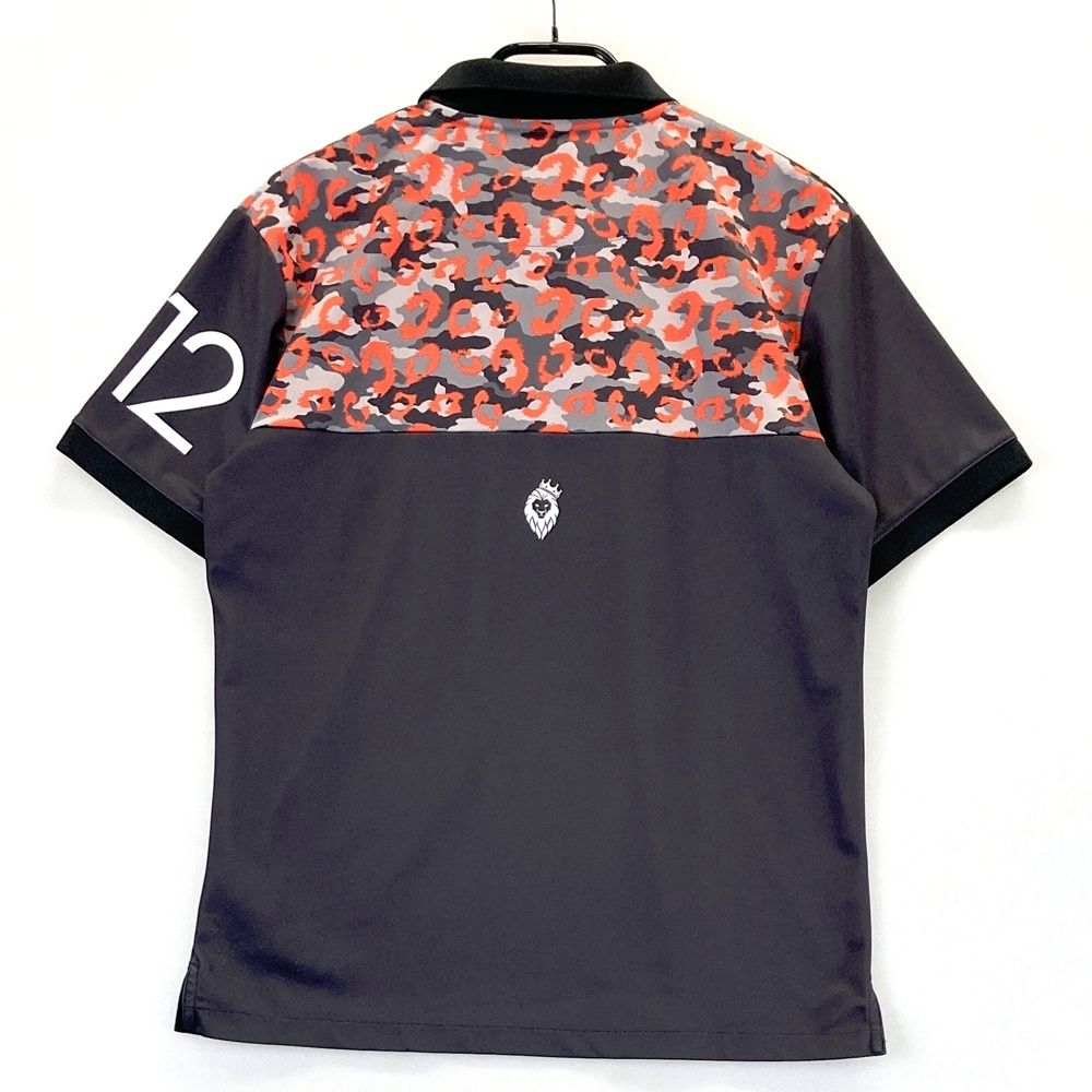 サイズ：L V12 ヴィトゥエルヴ 半袖ポロシャツ レオパード カモフラ柄