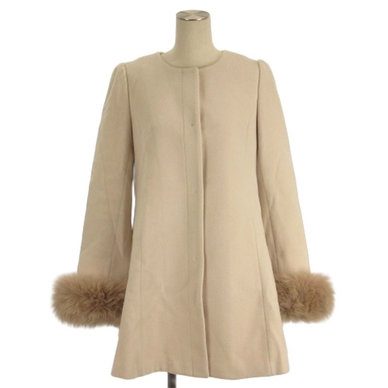 リランドチュール Rirandture ノーカラー コート フォックスファー