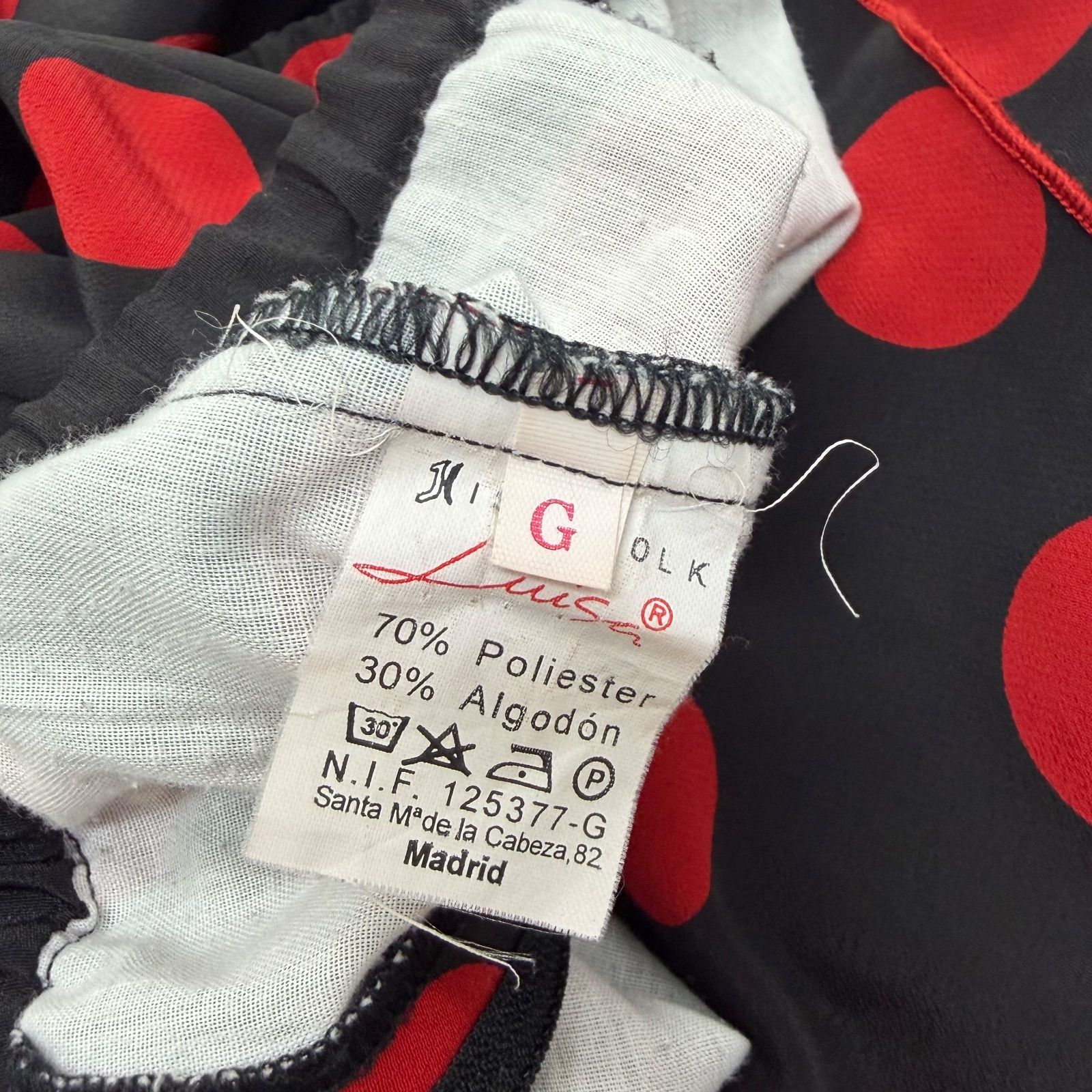 フラメンコ衣装 スカート ファルダ 黒 ブラック 赤 ドット 裾フリル