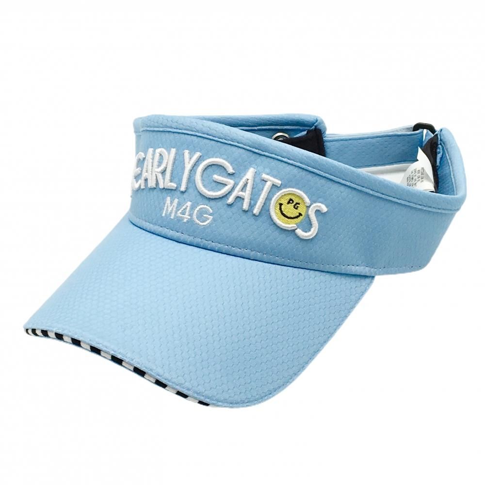 新品】パーリーゲイツ サンバイザー ライトブルー×白 ニコちゃん