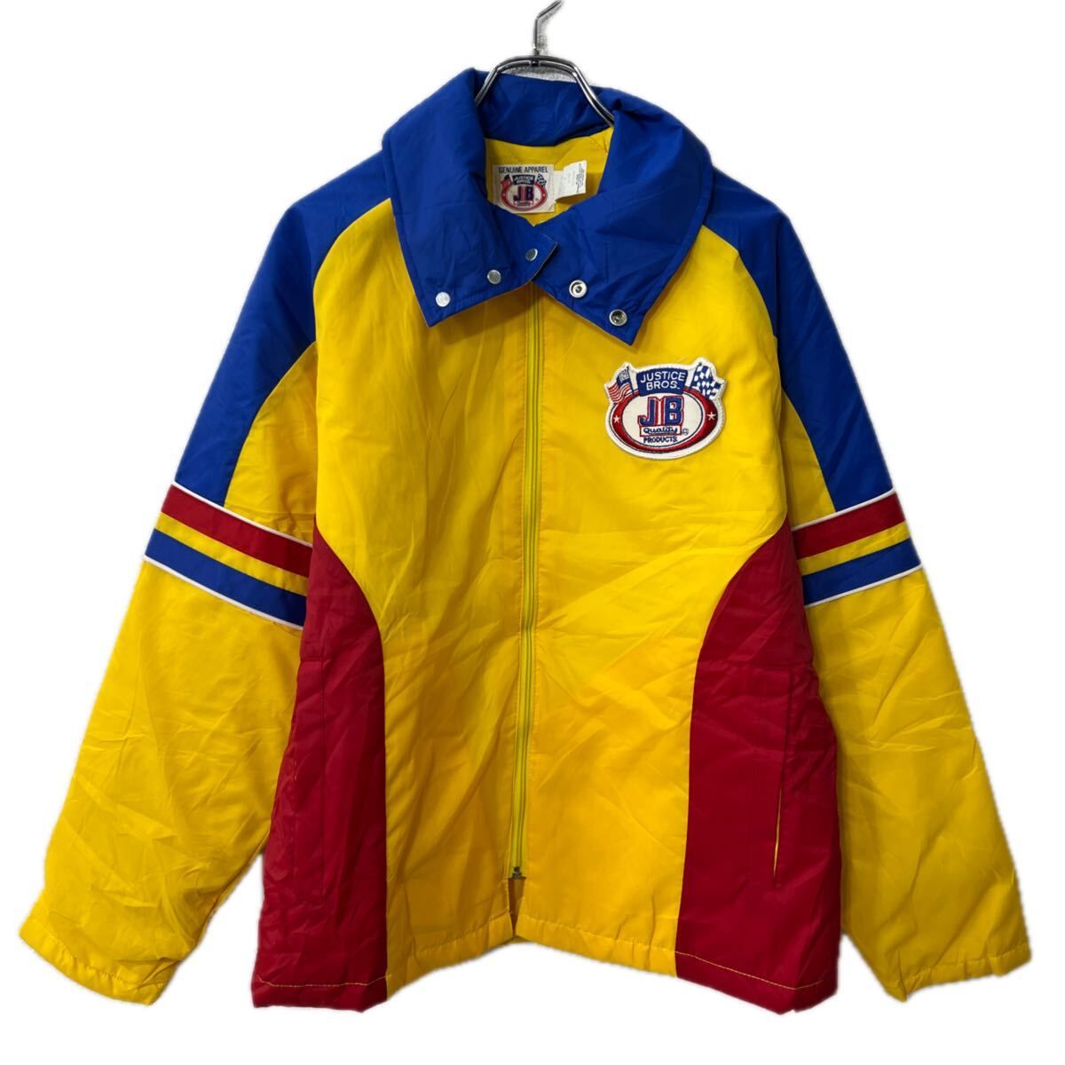 JUSTICE BROS ナイロンジャケット M イエロー マルチカラー ジップ