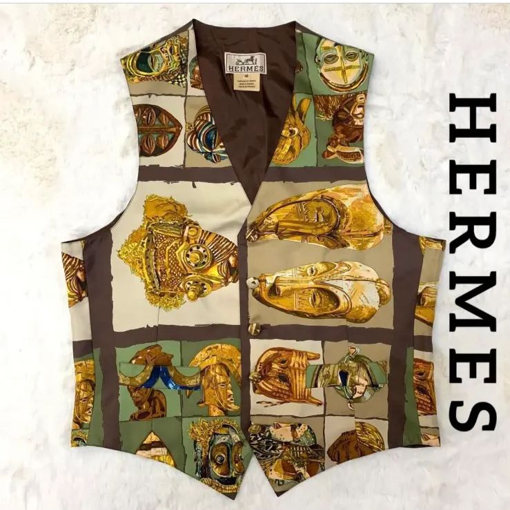 HERMES エルメス ベスト ジレ シルク 絹 フランス 48 - メルカリ