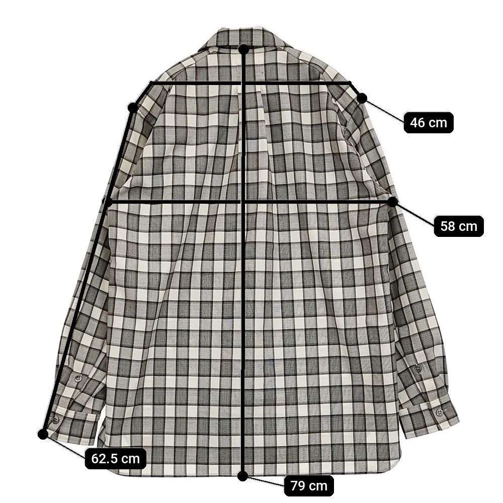 山内 グレンチェック ダブルオープンカラーシャツ 定価75900円 25241