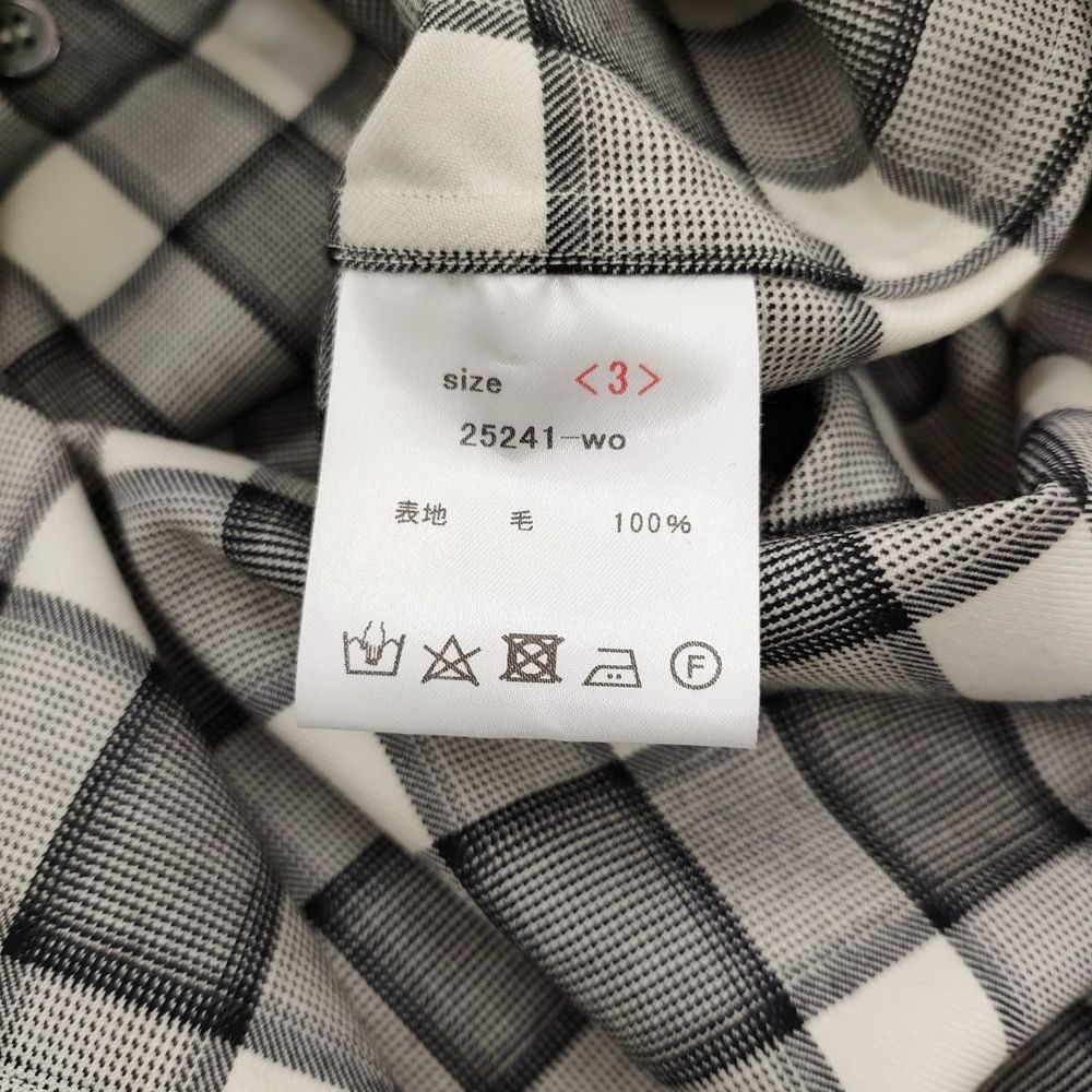 山内 グレンチェック ダブルオープンカラーシャツ 定価75900円 25241-wo サイズ3 ウール 長袖シャツ 25AW ホワイト ブラック メンズ 山内【中古】5-1115T♪ 山内 グレンチェック ダブルオープンカラーシャツ 定価75900円 25241