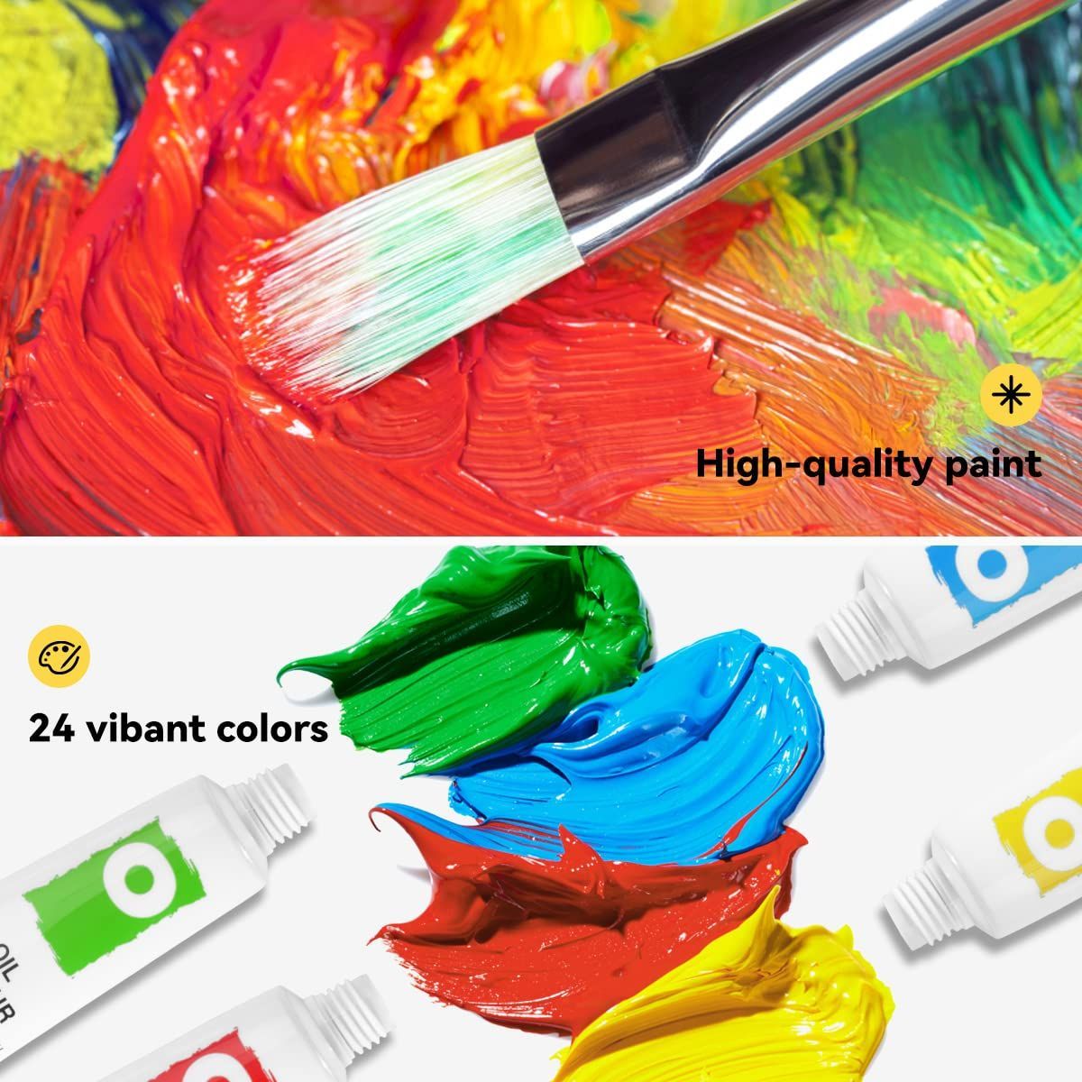 在庫セール】学習油絵セット 24色 x 油絵の具 12ml LIGHTWISH