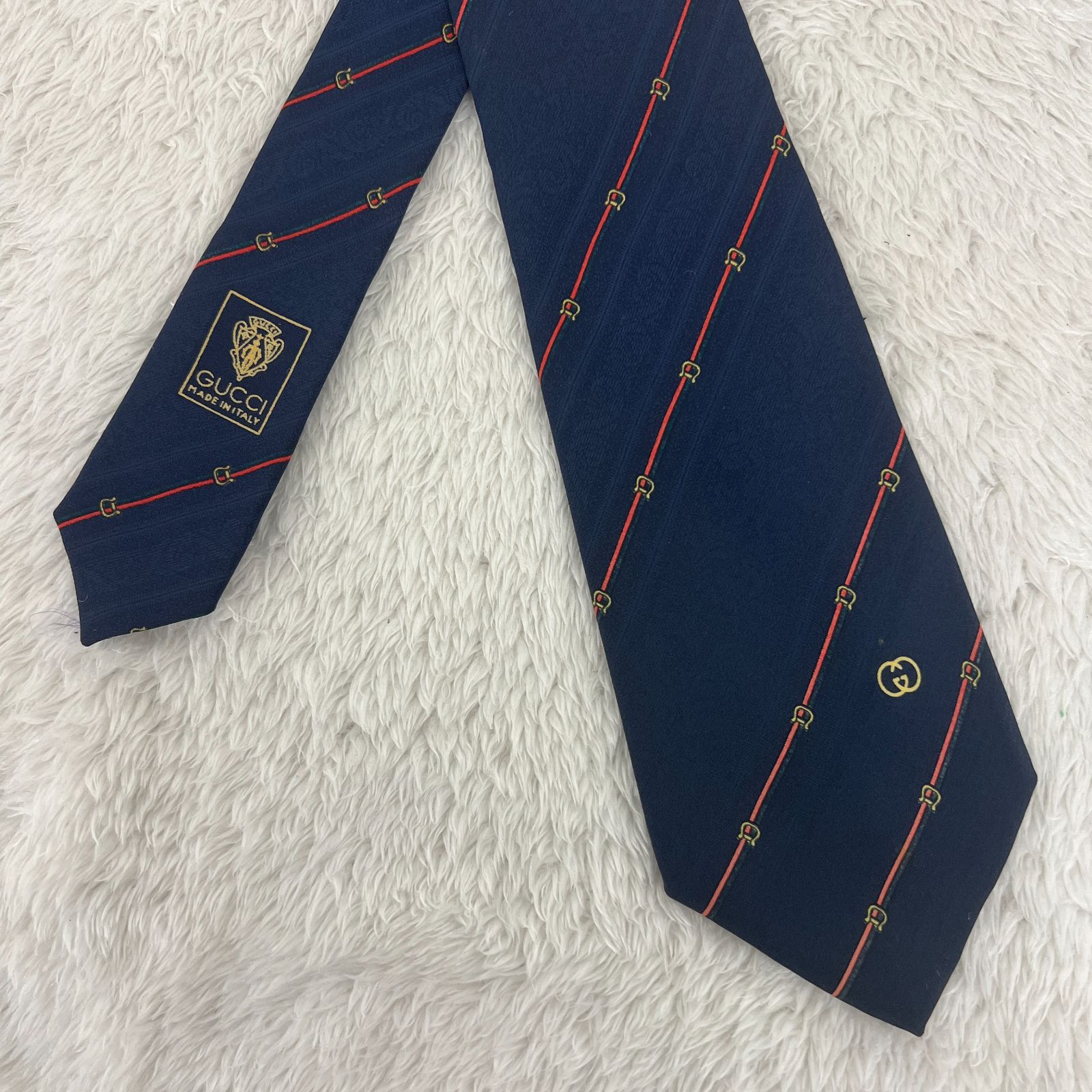 未使用級 GUCCI ネクタイ GG インターロッキング あんしん鑑定 箱付 未