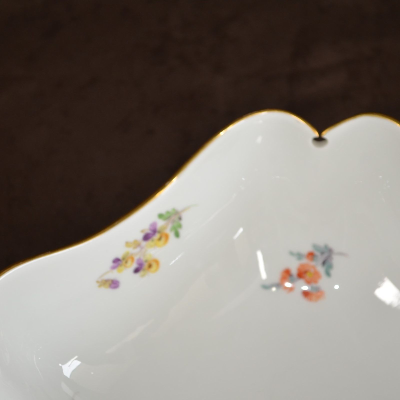 IM] マイセン スクエア ボウル 洋食器 磁器 散らし小花 金彩 双剣