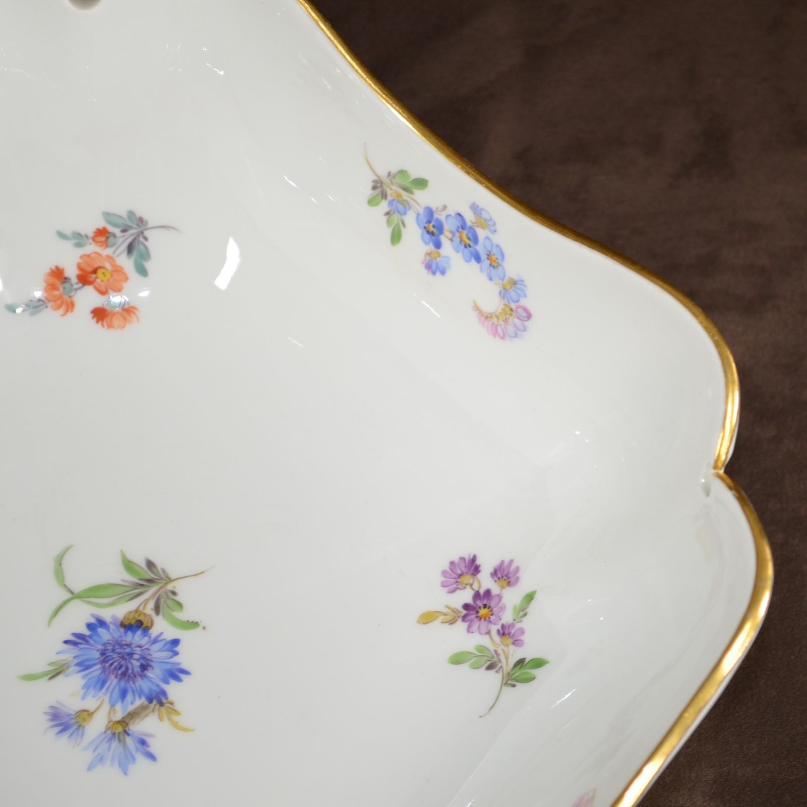 IM] マイセン スクエア ボウル 洋食器 磁器 散らし小花 金彩 双剣