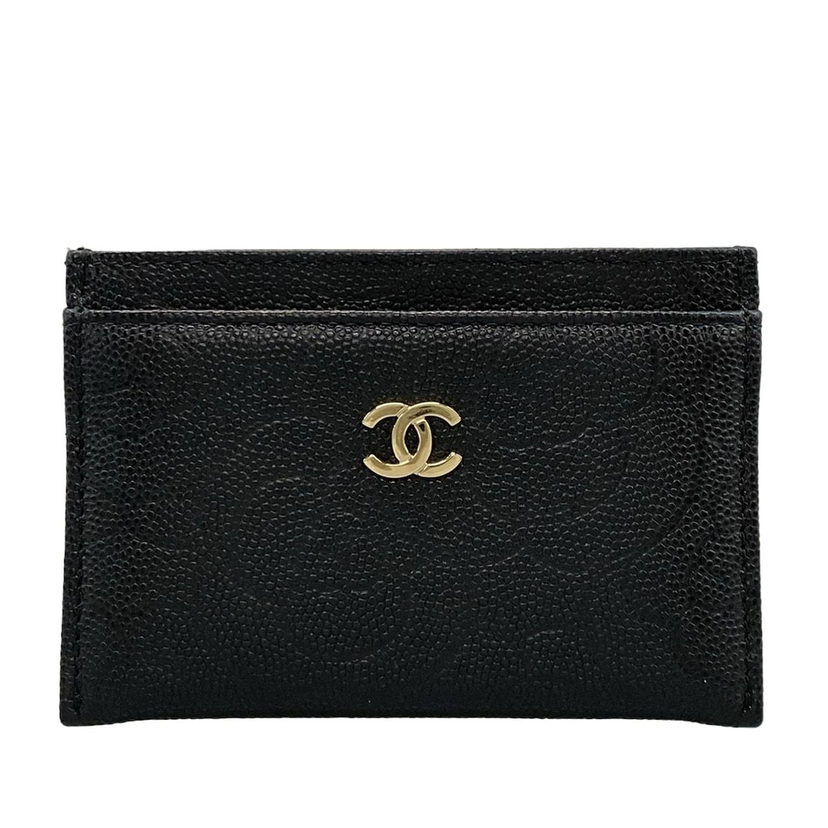 CHANEL(シャネル) カードケース美品 - 黒 カメリア型押し/ココマーク 