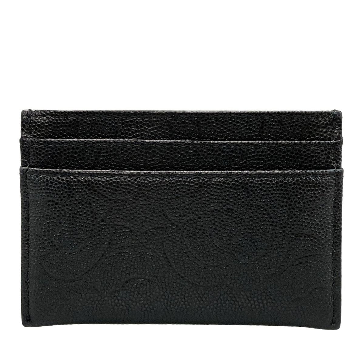 CHANEL(シャネル) カードケース美品 - 黒 カメリア型押し/ココマーク 