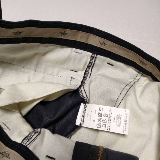 MAISON EUREKA ヴィンテージリメイクラップワイド チノパンツ ネイビー