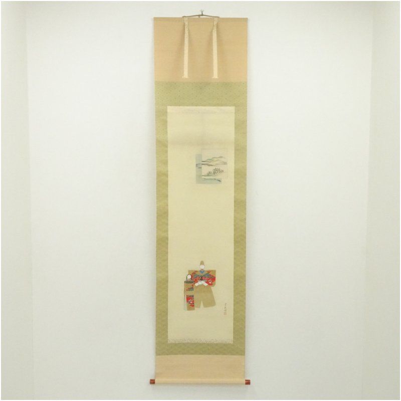 豊穣筆 立雛 肉筆絹本掛軸（共箱） 掛け軸 床の間 書 おしゃれ 絵画