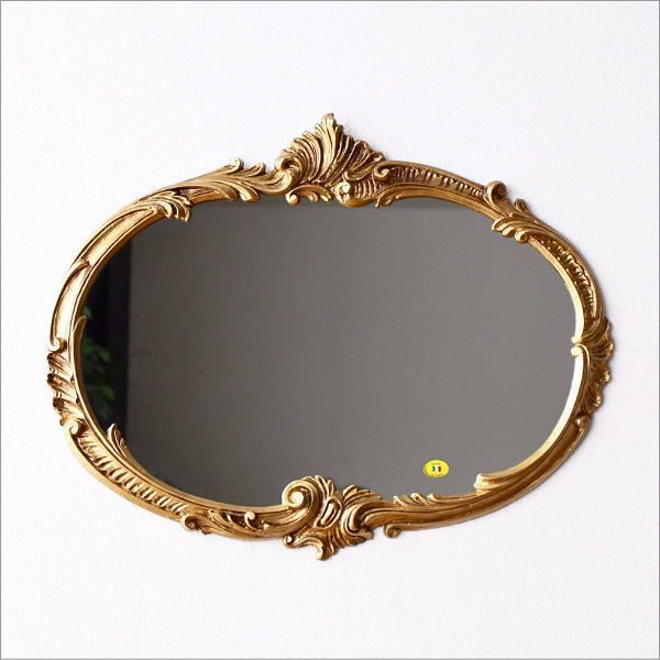 クラシックオーバルミラー 金色装飾付き 楽天市場】アンティークデコ 壁掛けミラー ウォールミラー 鏡 丸形