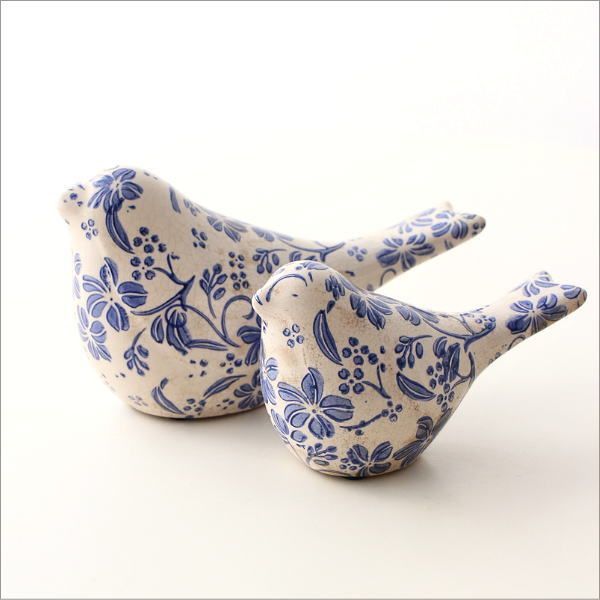 鳥 置物 陶器 オブジェ おしゃれ シノワズリ アンティーク クラシック