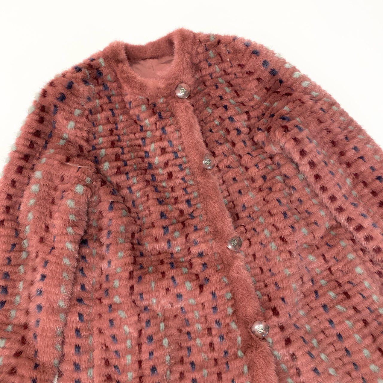 34a16 染めミンク ミックスファー リバーシブルコート サイズF ピンク