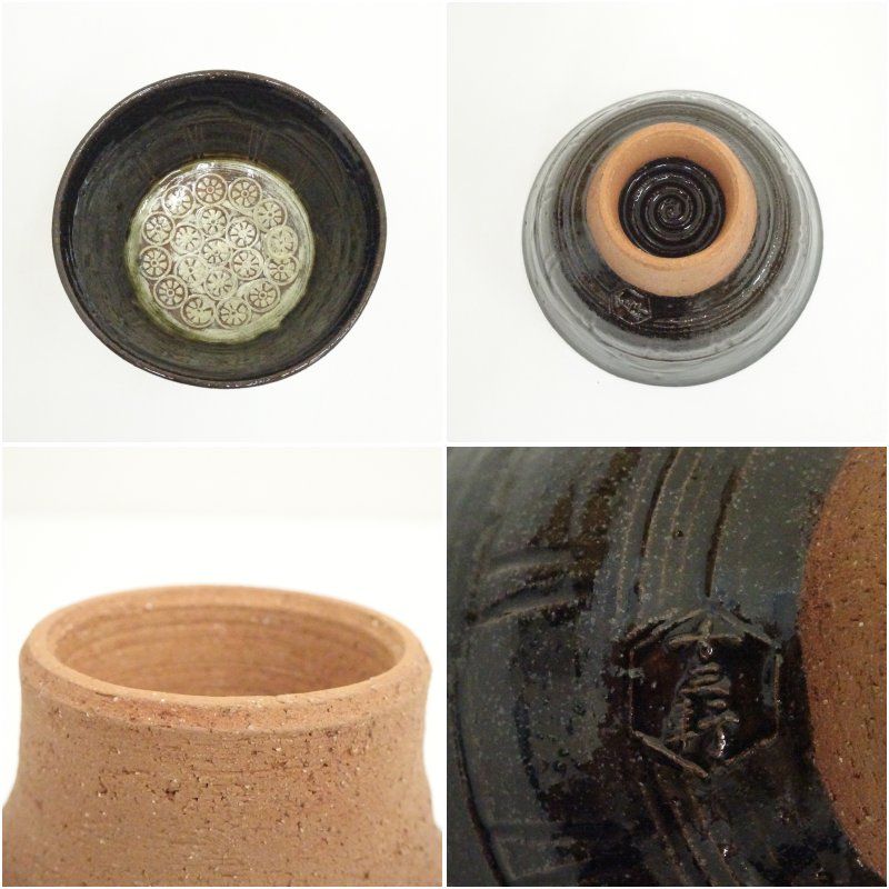 吉向焼 八代 吉向十三軒造 御題車車軸形茶碗（共箱） 茶道 抹茶