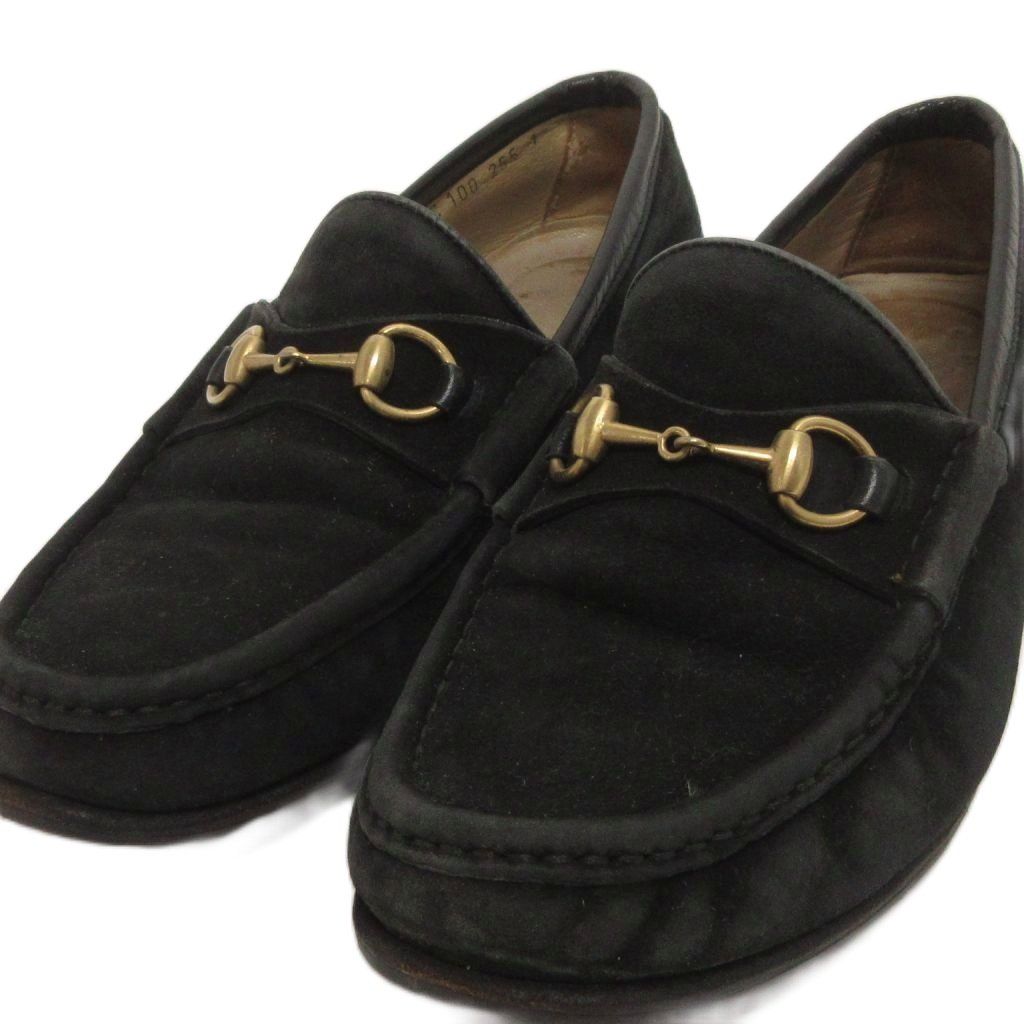 グッチ GUCCI ローファー ホースピット スエード 黒 ブラック 36.5