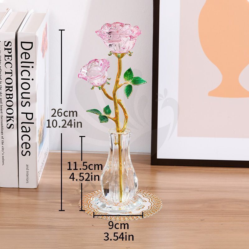 オブジェ 置物 バラ 花瓶付きクリスタルローズの装飾 - メルカリ