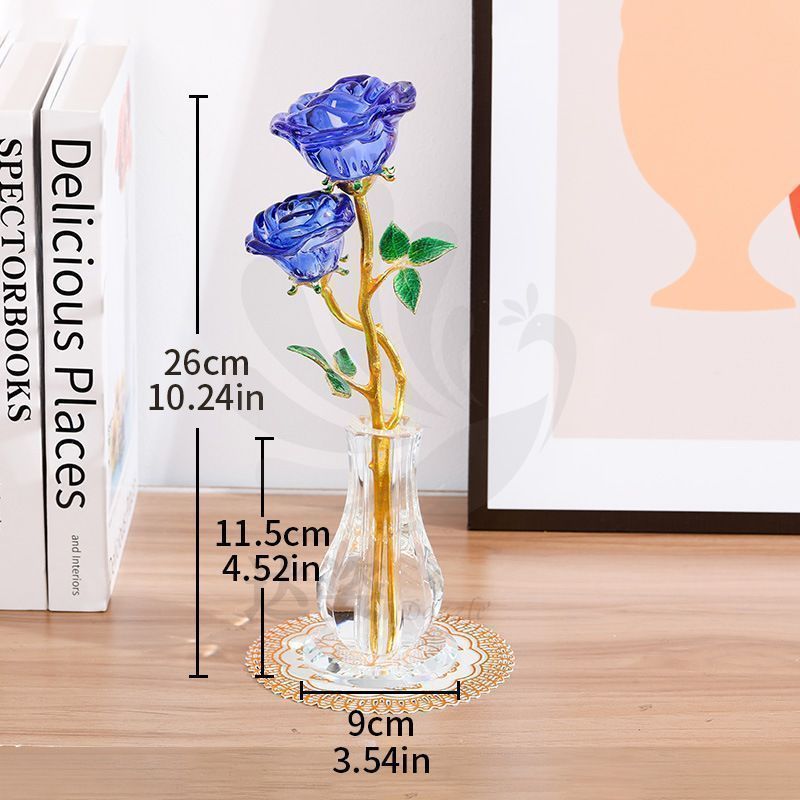 オブジェ 置物 バラ 花瓶付きクリスタルローズの装飾 - メルカリ