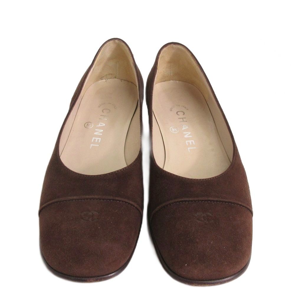 シャネル CHANEL パンプス ココマーク スエード 茶 ブラウン 35 22㎝位
