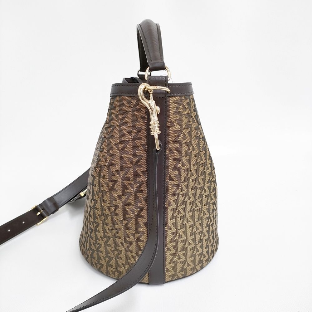 ZANCHETTI AMLETO BUCKET ジャガード バケツバッグ ショルダーバッグ ベージュ レディース ザンケッティ【中古】5-0628G♪ ZANCHETTI AMLETO BUCKET ジャガード バケツバッグ ショルダーバッグ