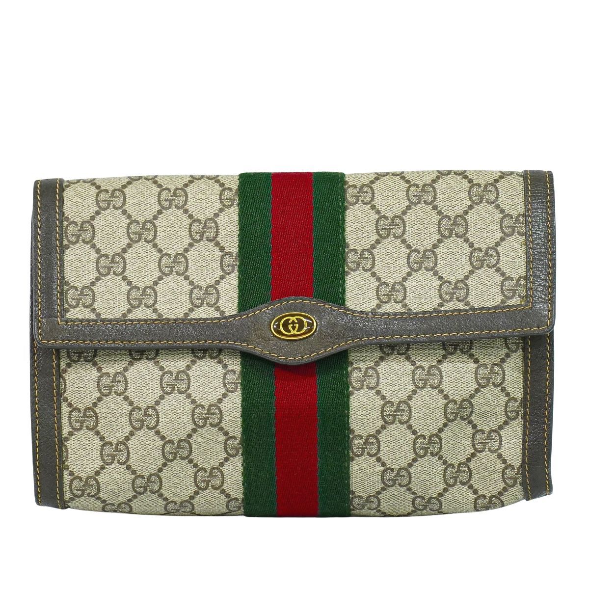 【匿名配送】オールドグッチ シェリーライン GGスプリーム クラッチバッグ 本物 グッチ GUCCI オールドグッチ シェリーライン GGスプリーム