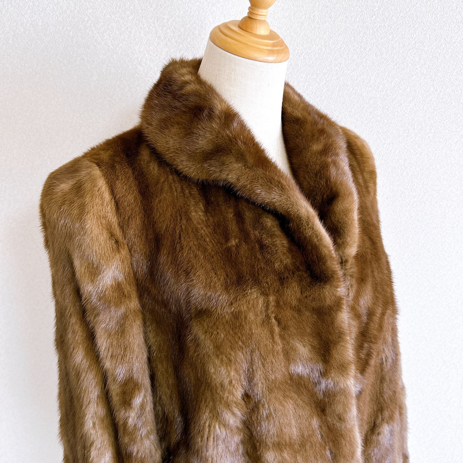 ミンク 毛皮 コート 11号 ベージュ レディース 中古美品 管理番号
