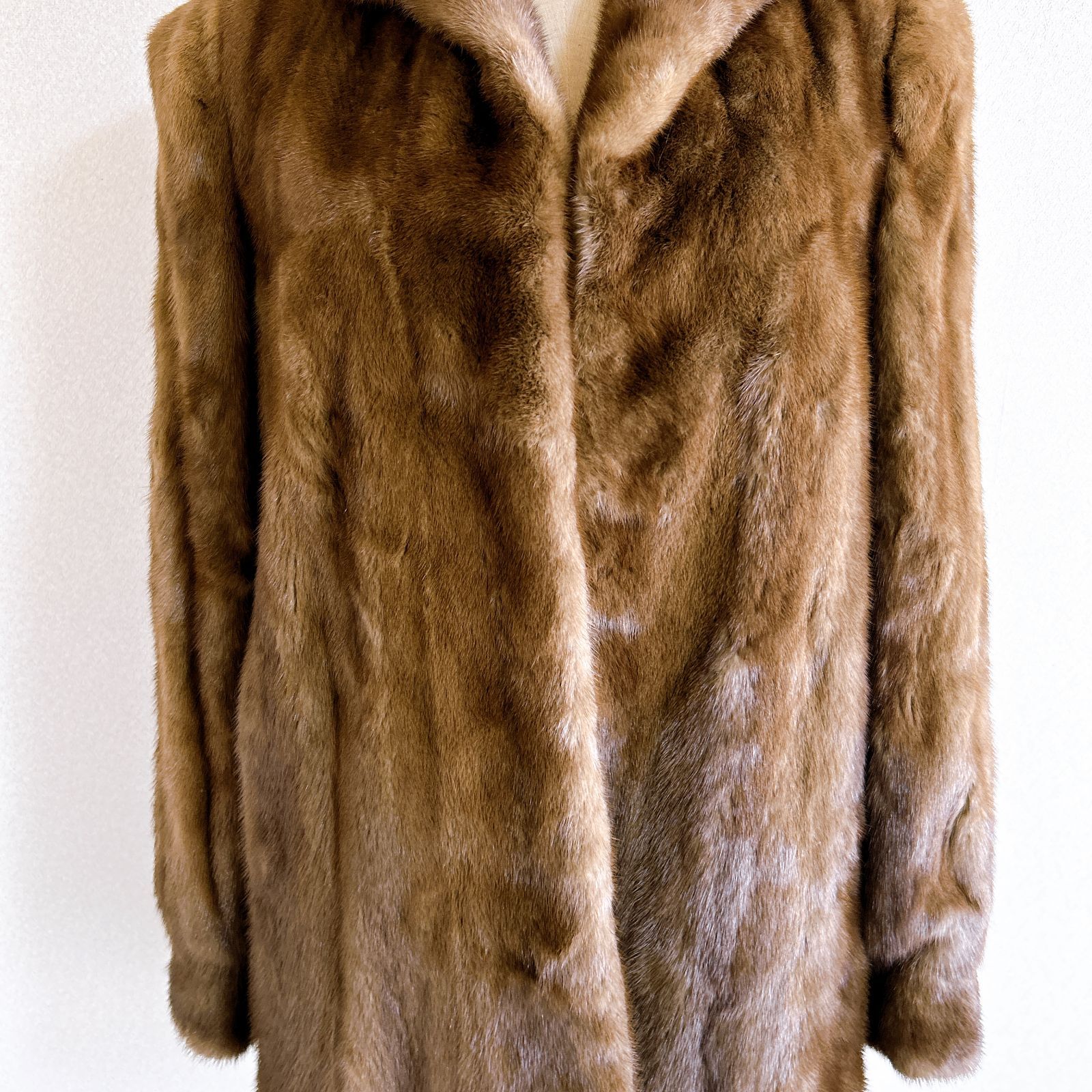 ミンク 毛皮 コート 11号 ベージュ レディース 中古美品 管理番号