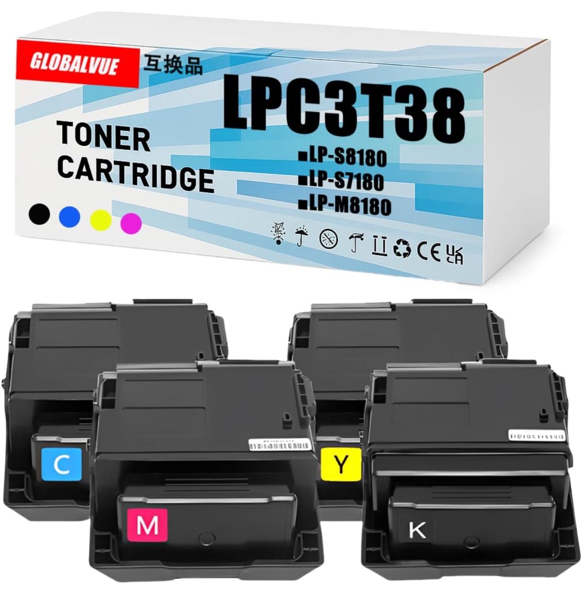 エプソン用 LPC 3 T 38 互換トナーカートリッジ セット BK C M Y 大容量 ブラック約 カラー約 対応機種 LP S 8180 7180 ICチップ搭載 ISO 9001認証工場生産