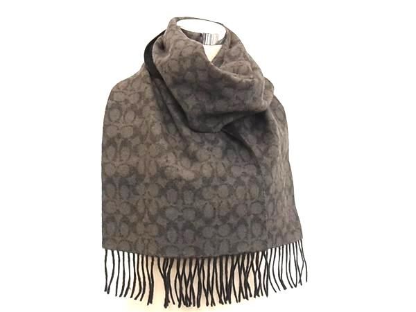 □新品同様□ COACH コーチ シグネチャー ウール×カシミヤ フリンジ