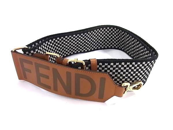 _*_様 フェンディ　FENDI ショルダーストラップ　ブラック　ストラップユー □美品□ FENDI フェンディ ストラップユー キャンバス×レザー バッグ