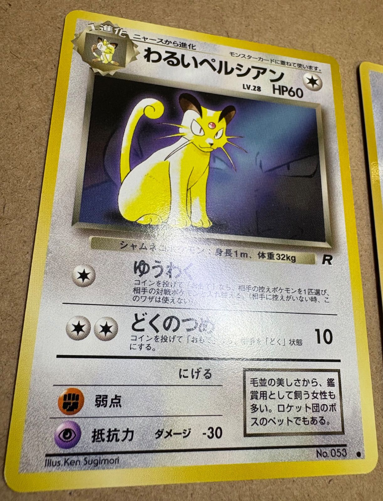 ファンクラブVol.3のおまけカードのわるいペルシアン(背景サカキ/冊子