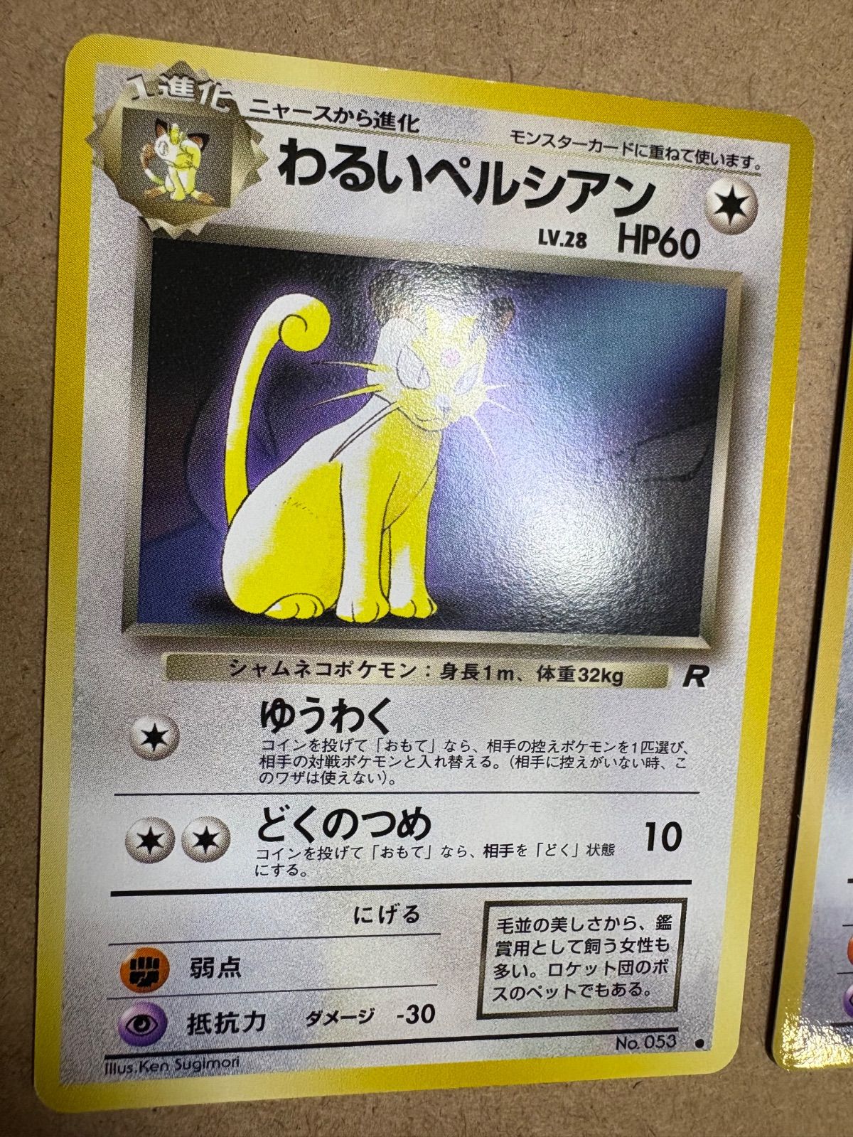 ファンクラブVol.3のおまけカードのわるいペルシアン(背景サカキ/冊子