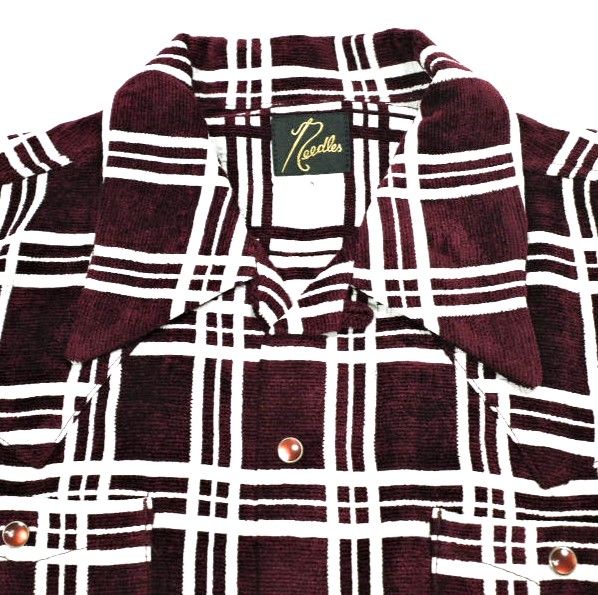 Needles ニードルス 23AW 日本製 Cowboy One-Up Shirt - R/AC Mall Plaid カウボーイワンナップシャツ NS197 S Bordeaux 長袖 開襟 チェック トップス【中古】【Needles】 Needles ニードルス 23AW 日本製 Cowboy One-Up Shirt - R/AC Mall