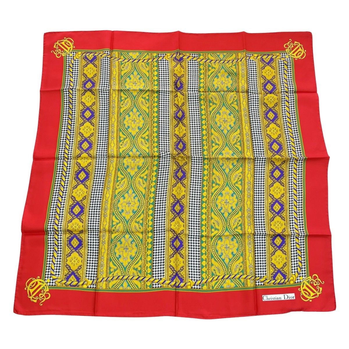 ◇◇Christian Dior クリスチャンディオール シルクスカーフ 千鳥格子