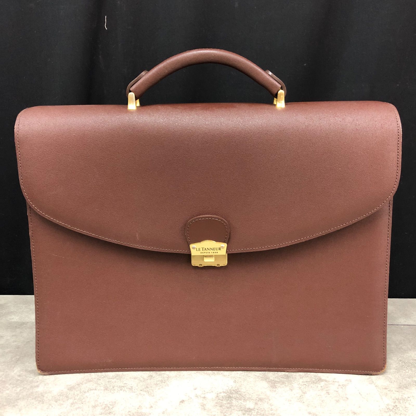 0）F777 LE TANNEUR ルタヌア ブラウンレザー ビジネスバッグ ブリーフ