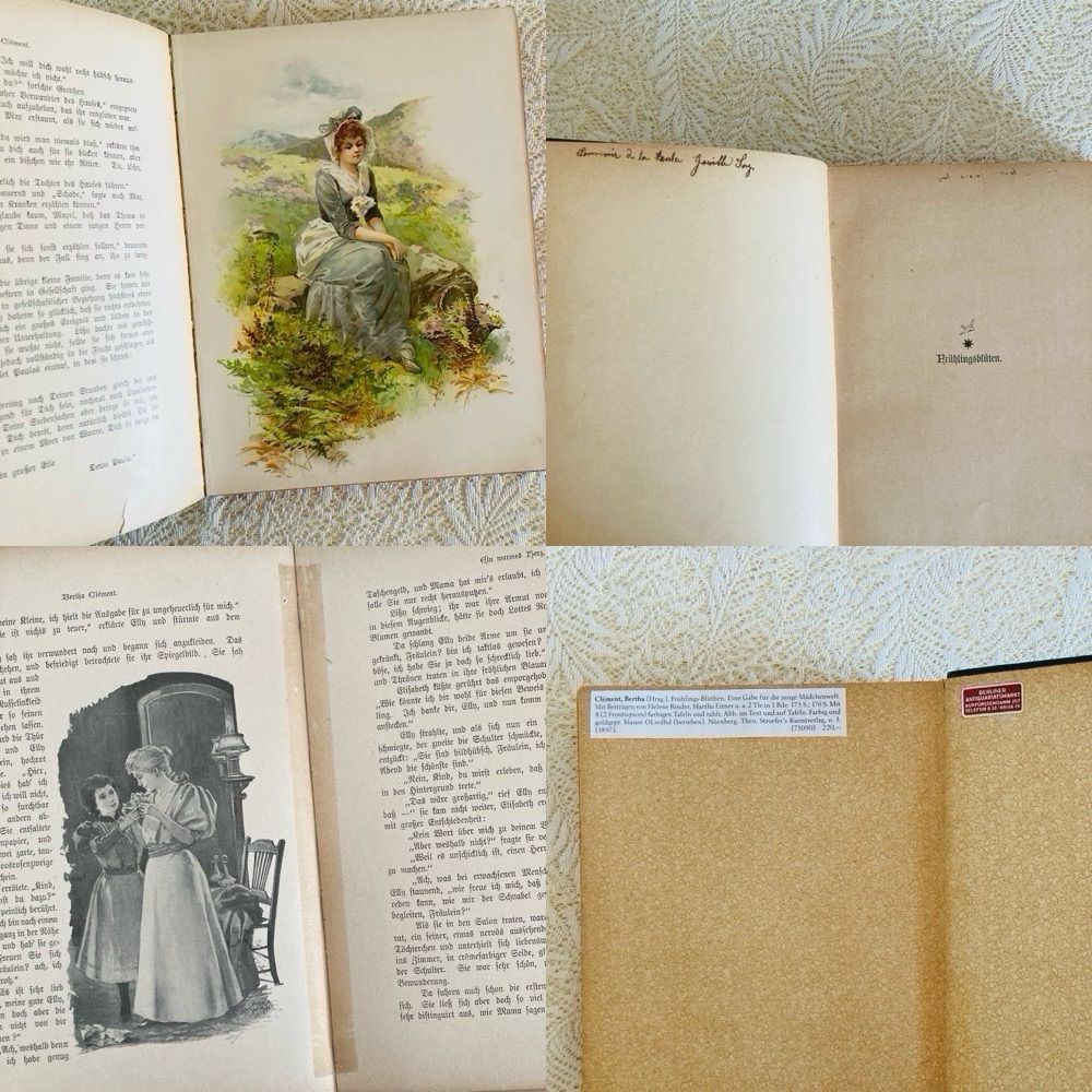 美しい花装丁のアンティークブック 1897年頃刊行 ドイツ古書