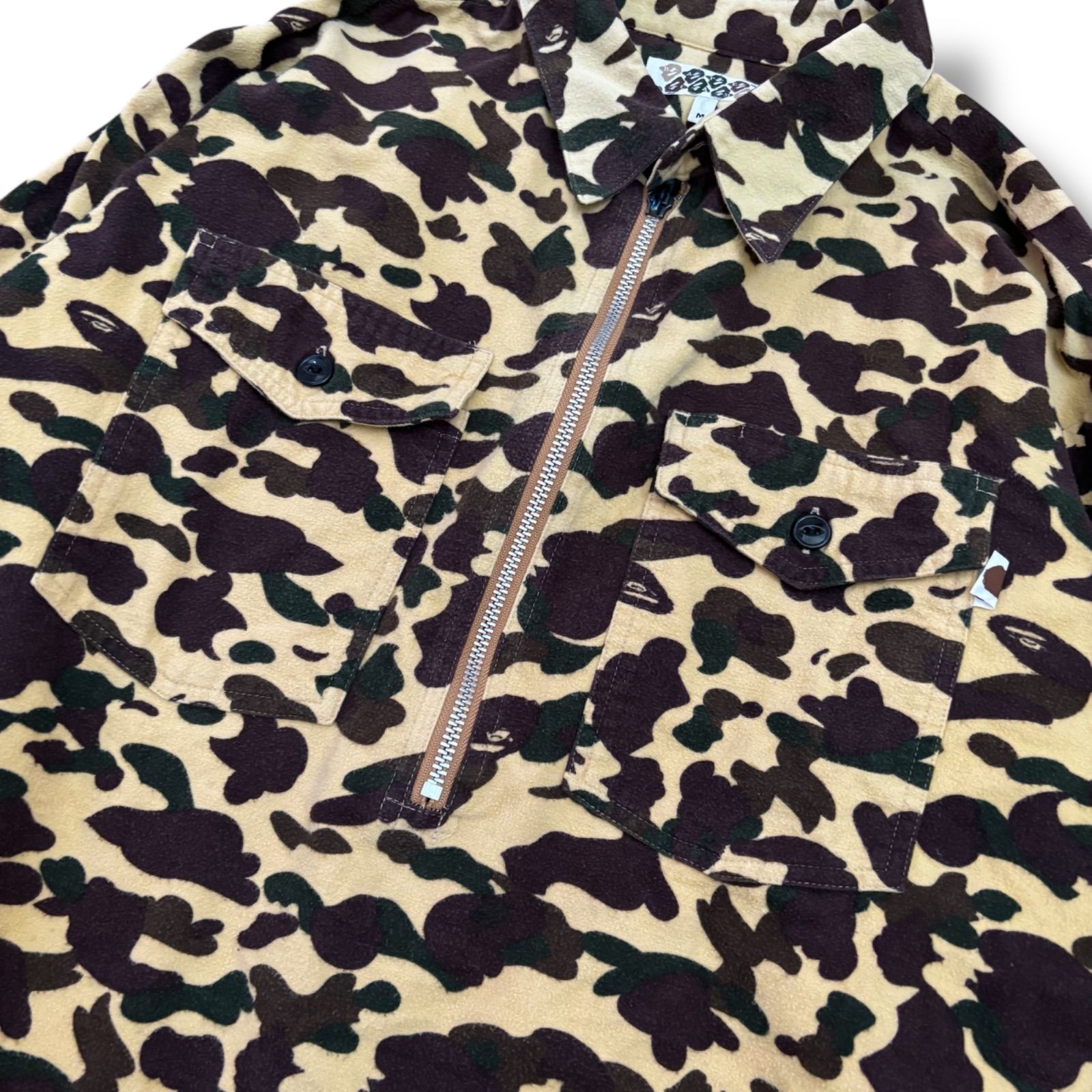 A BATHING APE】エイプヘッドカモ ハーフジップ フリースジャケット M