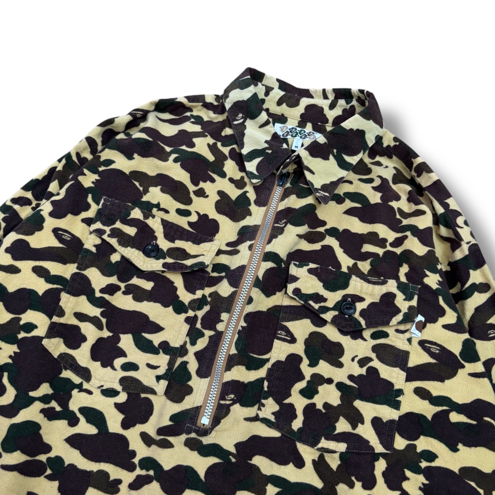 A BATHING APE】エイプヘッドカモ ハーフジップ フリースジャケット M