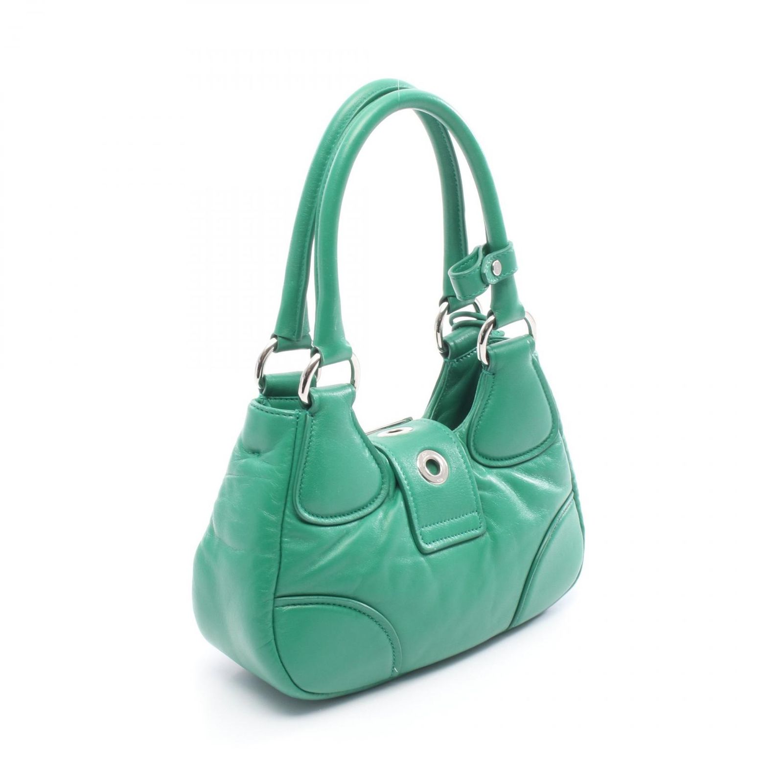 プラダ PRADA ハンドバッグ MOON 1BA381 グリーン レザー MOON 